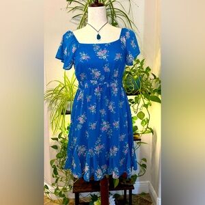 Trixxi Blue Floral Fully Lined Dress (Kid’s size XL, works for Adult S/M)